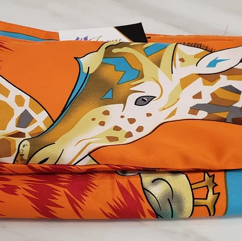 100% Silk Oversize Giraffe Scarf - Orange