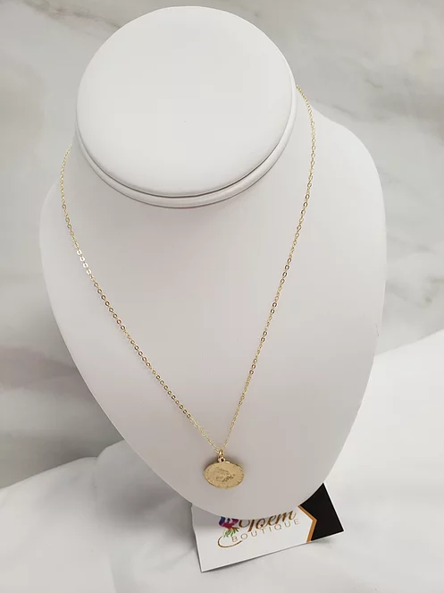 18"Gold Chain w/24kt Gold Plate Coin Pendant-Gold