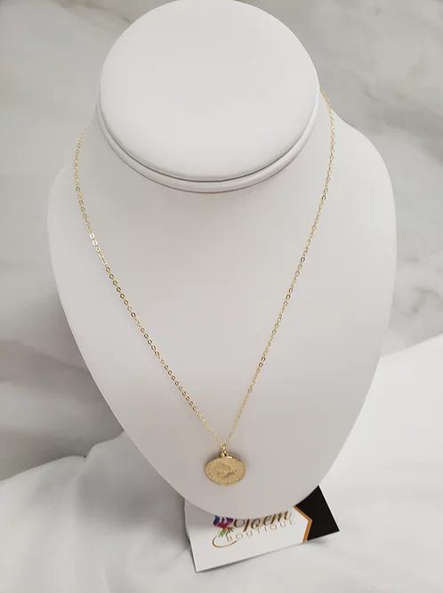 18"Gold Chain w/24kt Gold Plate Coin Pendant-Gold